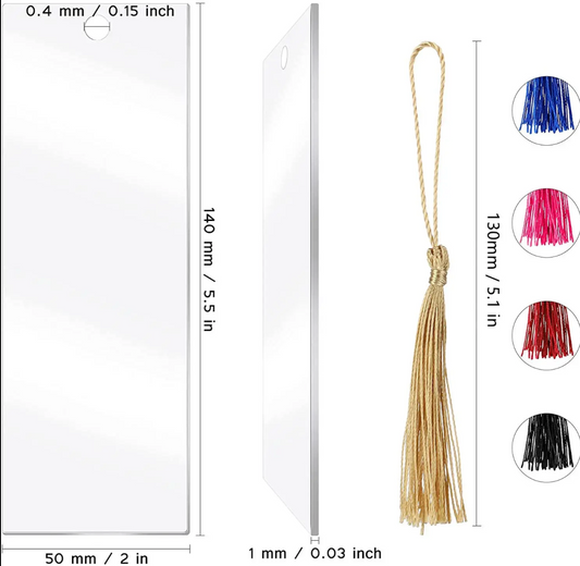 Acrylic Bookmark - Various Tassel Colours Available