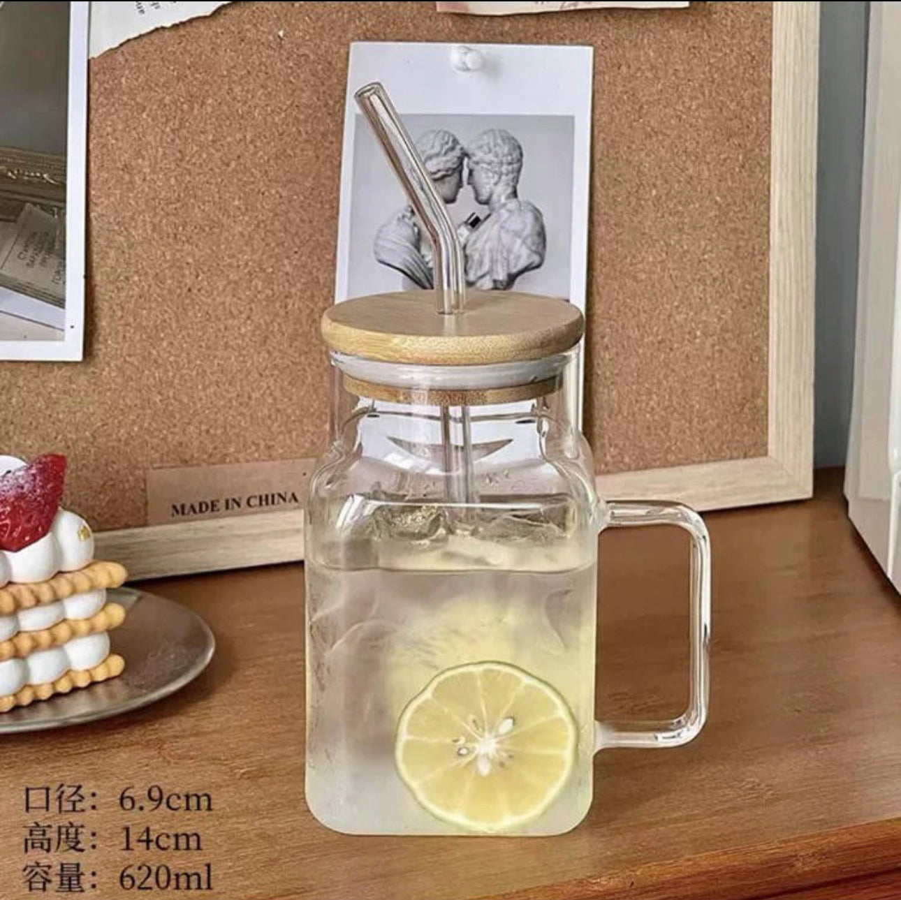 Square Glass Tumbler with handle