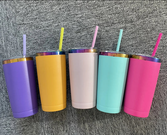 20oz Powder Coated Rainbow Plated Stainless Steel Travel Tumbler