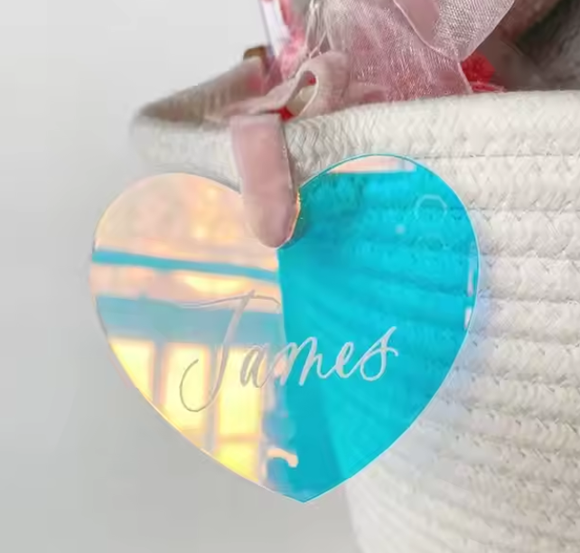 Acrylic Iridescent Heart Christmas Ornament