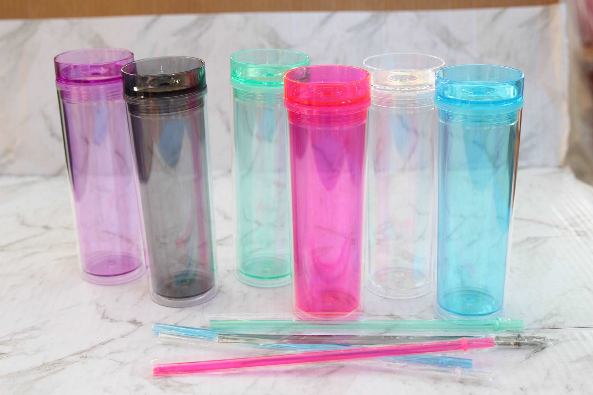 16oz Skinny Acrylic Tumbler with Straw