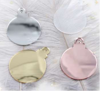 Acrylic flat Christmas Baubles - 86mm