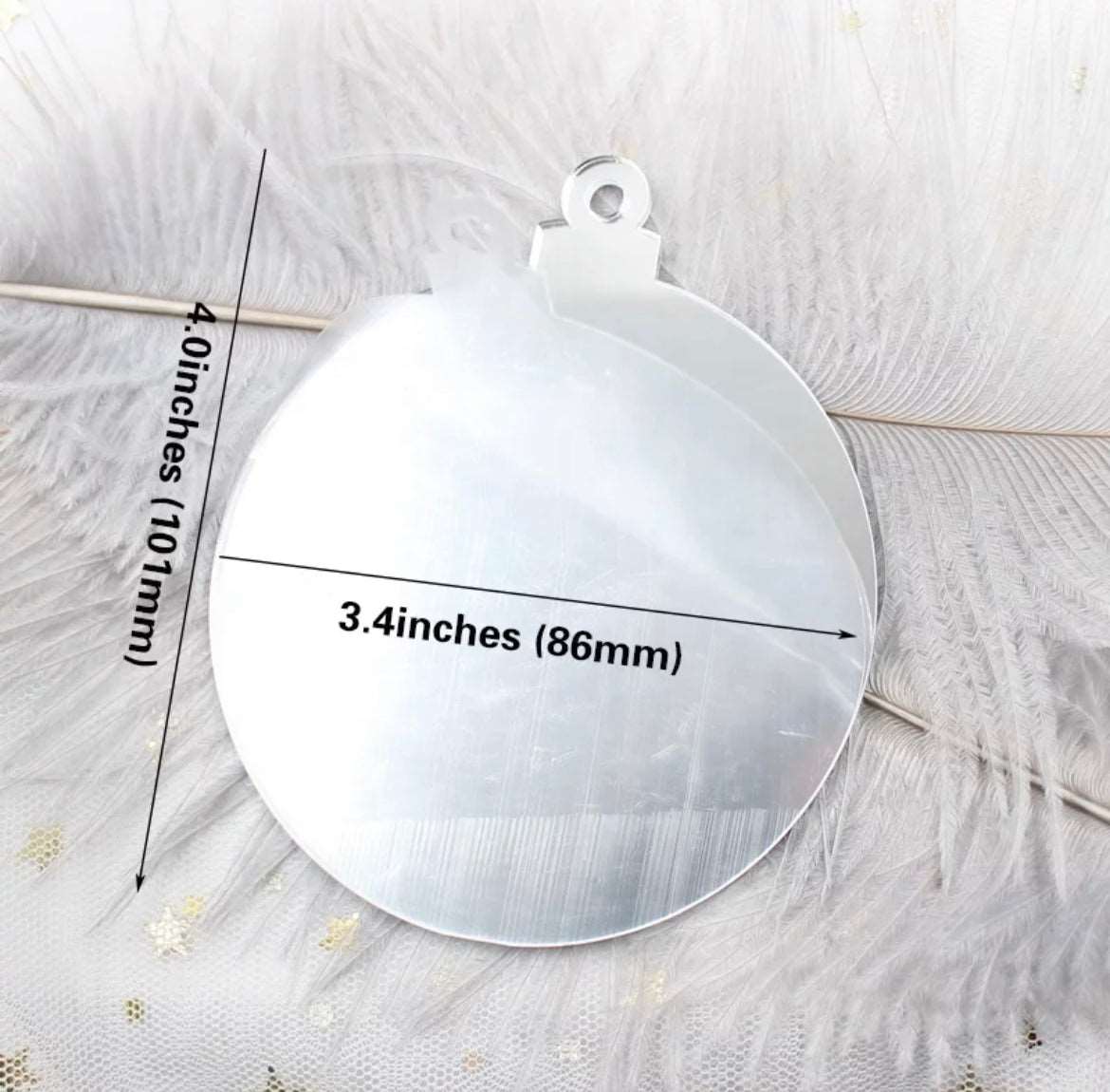 Acrylic flat Christmas Baubles - 86mm