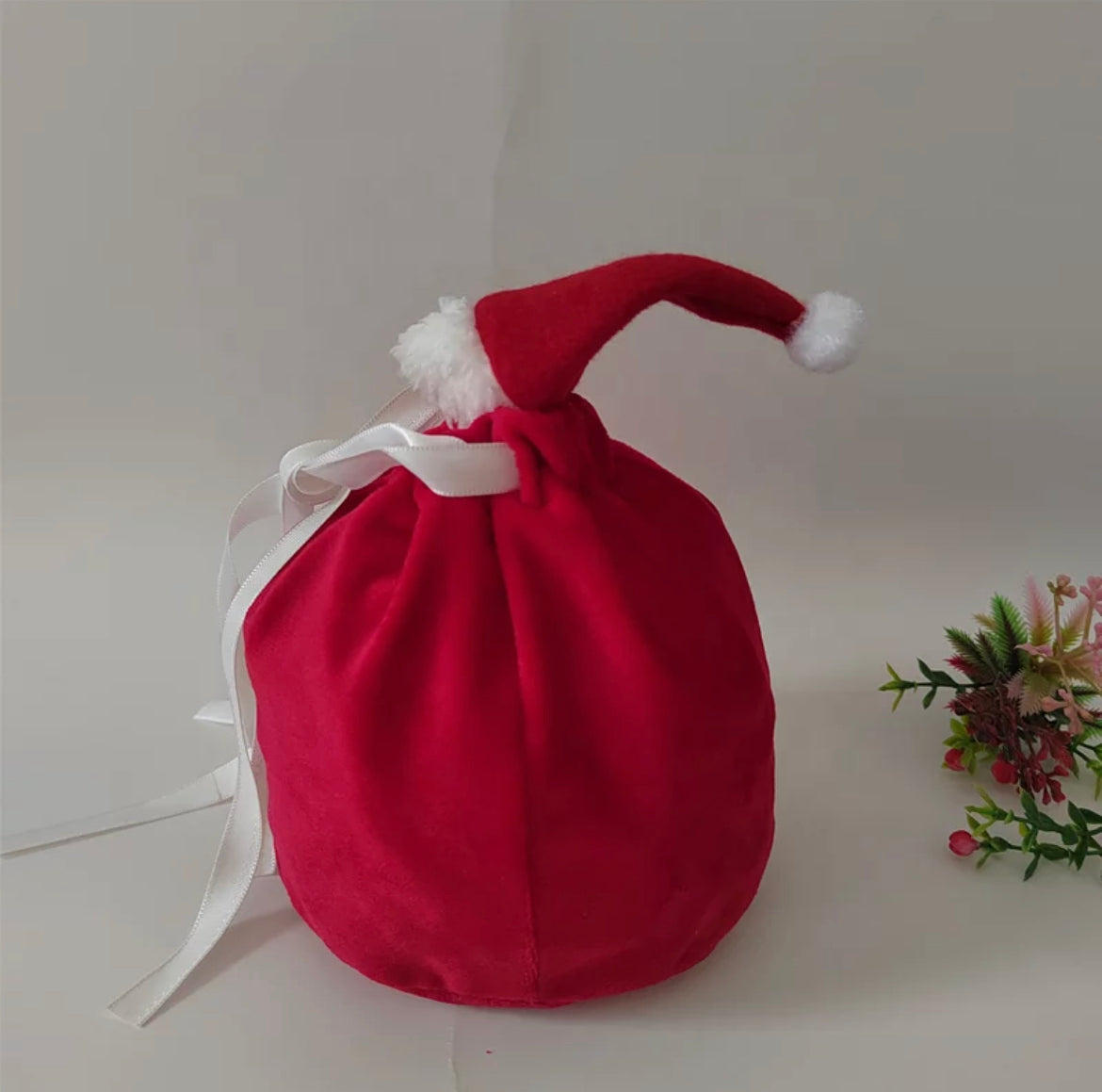 Mini Santa Hat Velvet Gift Bags