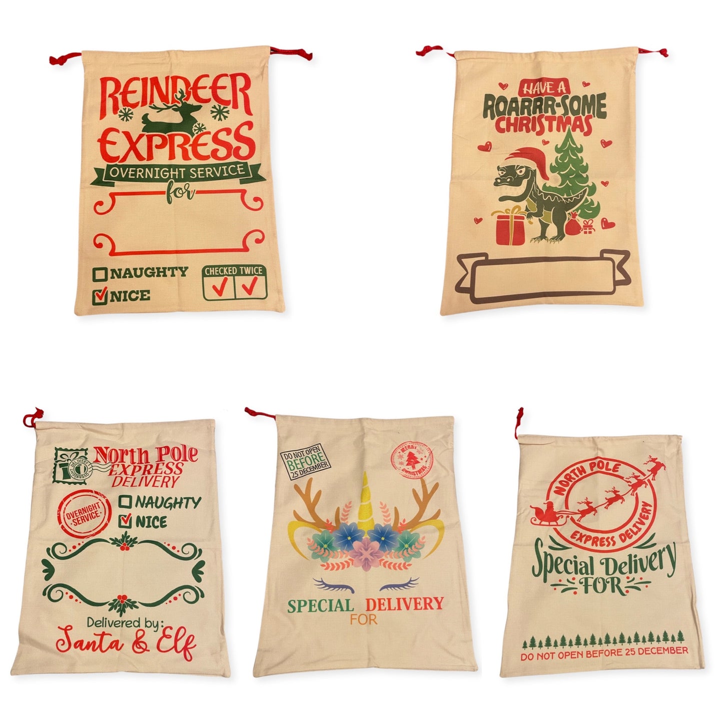 Jute Santa Sacks - Multiple Styles