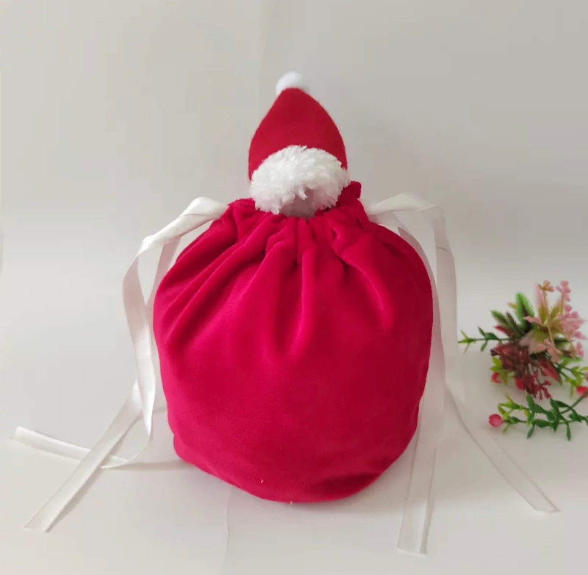 Mini Santa Hat Velvet Gift Bags