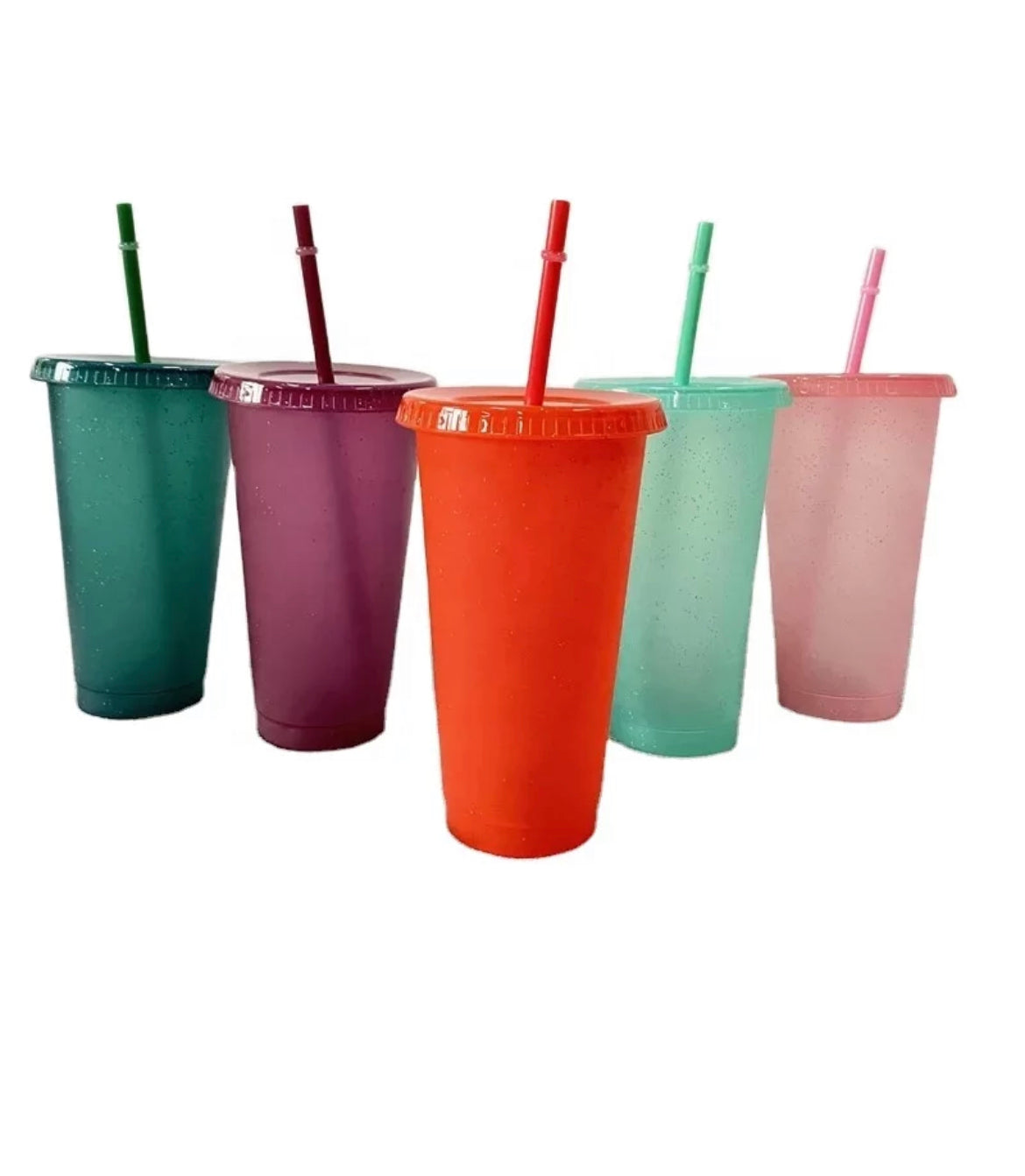 Glitter Cold Cup - With Lid and Straw 24oz - Multiple Colours