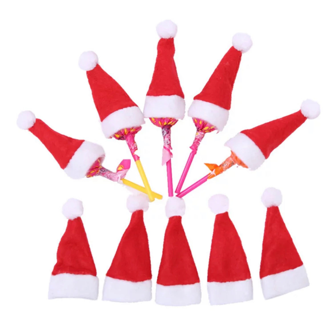 Mini Father Christmas /Santa Hats - 10 pack