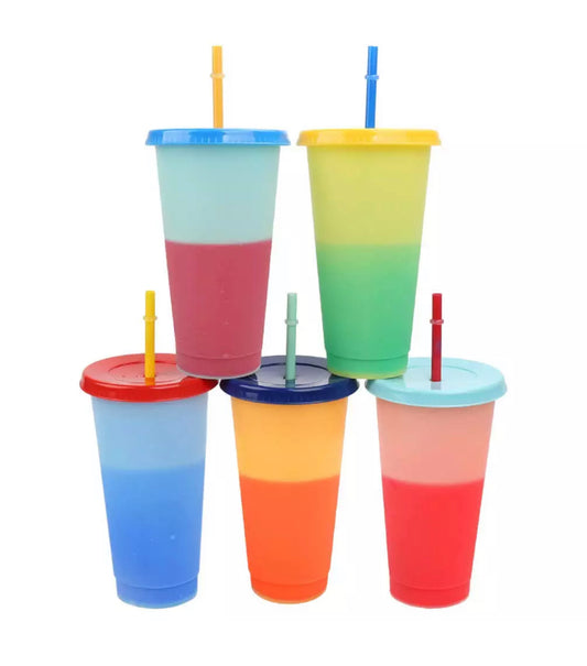 Colour Change Cup - With Lid and Straw 24oz