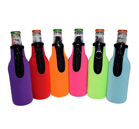Neoprene Beer Bottle Cooler Holder - With Zip